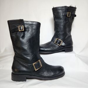 Jimmy Choo Biker Fur-Lined Lambskin Boot